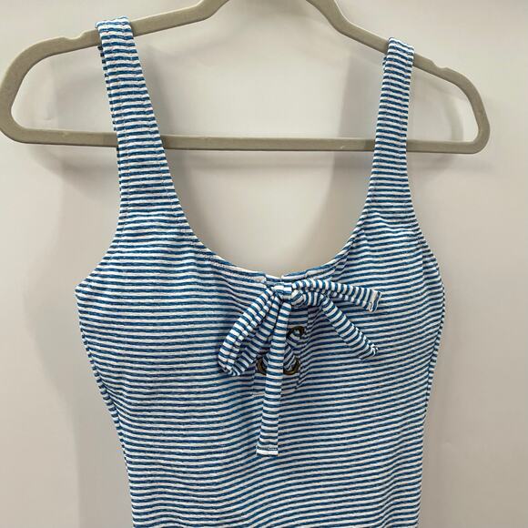 NWT J. Crew 4 Lace Up One Piece Swimsuit Faded Stripe Blue White AV281 - Picture 5 of 9